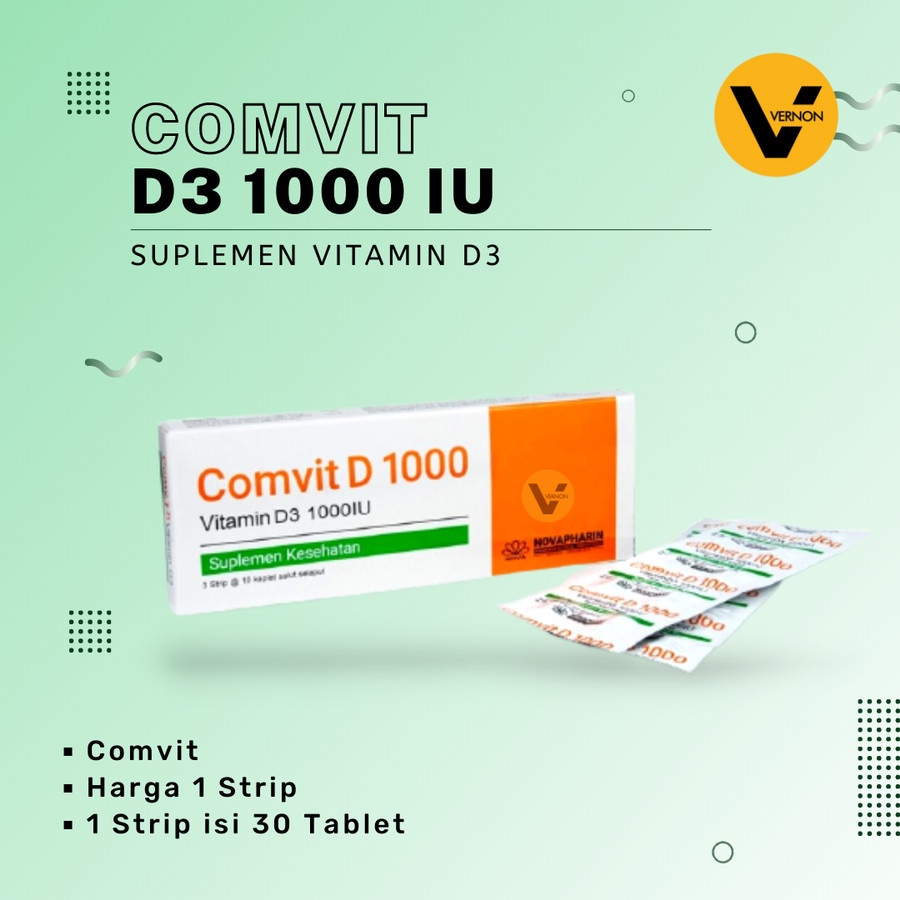 COMVIT D3 1000IU Sumplemen Vitamin D3 Produksi Novapharin