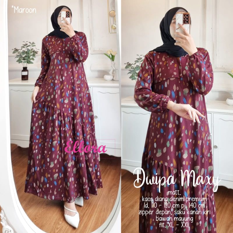 New..Dwipa maxy Kaos Diana Denim Premium