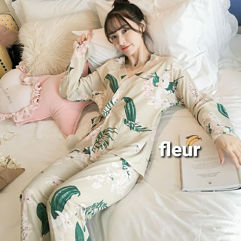 SET KIMONO LS IMPORT / SETELAN PIYAMA KIMONO WANITA IMPOR / BAJU TIDUR KOREA LENGAN PANJANG PREMIUM