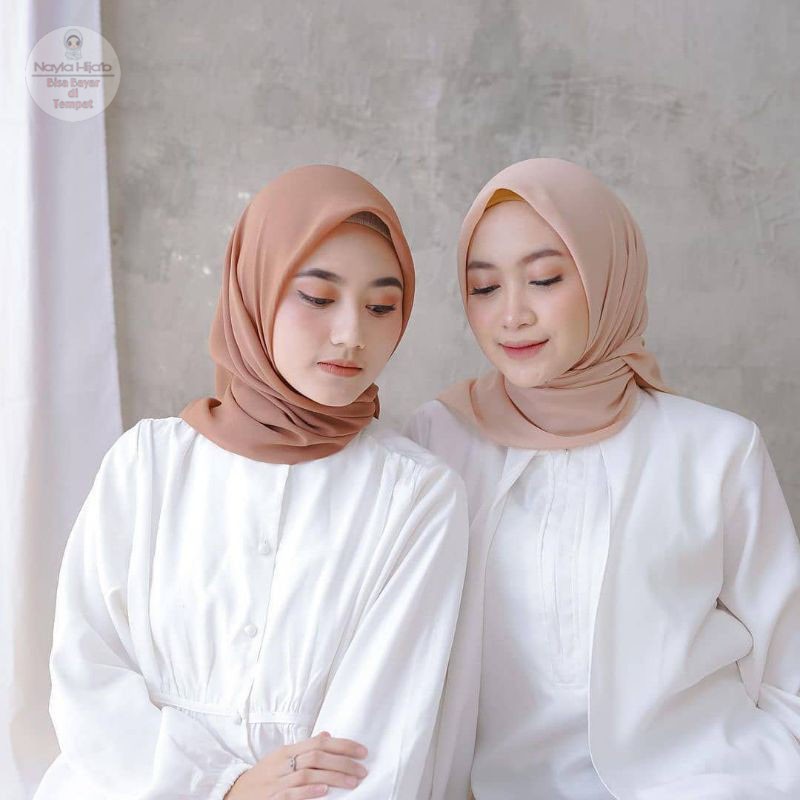 Hijab Segi Empat Polos Jilbab Bella Square Kerudung Segi Empat Terbaru Double Hycon Nayla Hijab