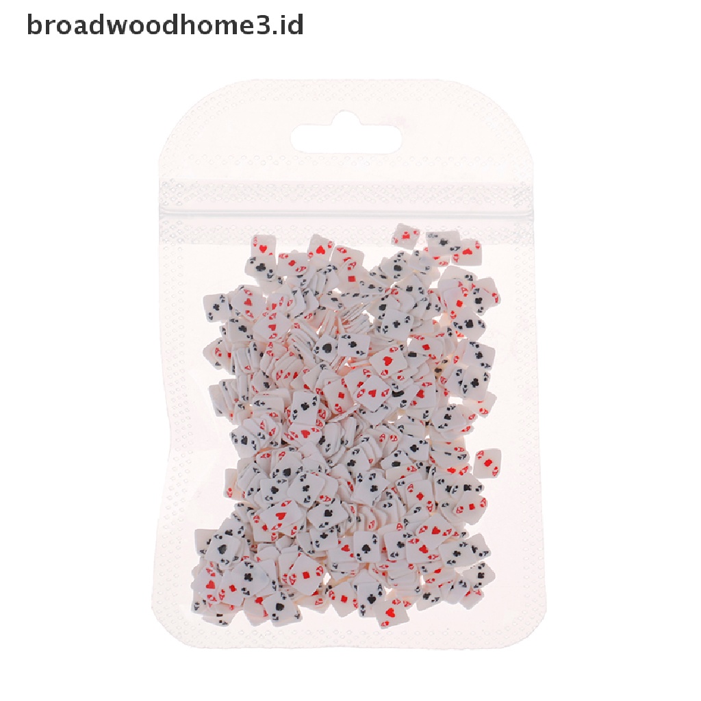 (Home) 10g / Kantong Serpihan Polymer Clay Bentuk Kartu Poker 3D Untuk Dekorasi Nail Art