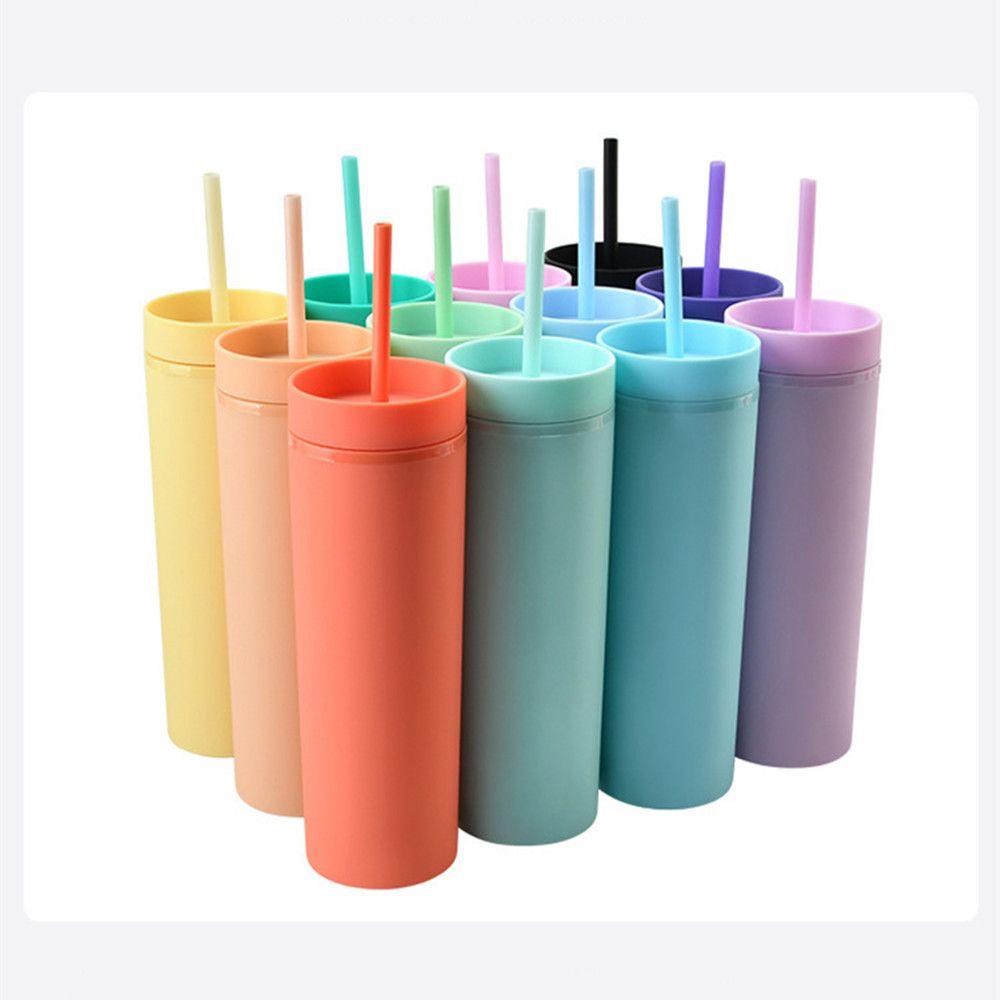 Solighter 16oz Acrylic Skinny Tumbler Gelas Susu Minum Pesta Multi Warna