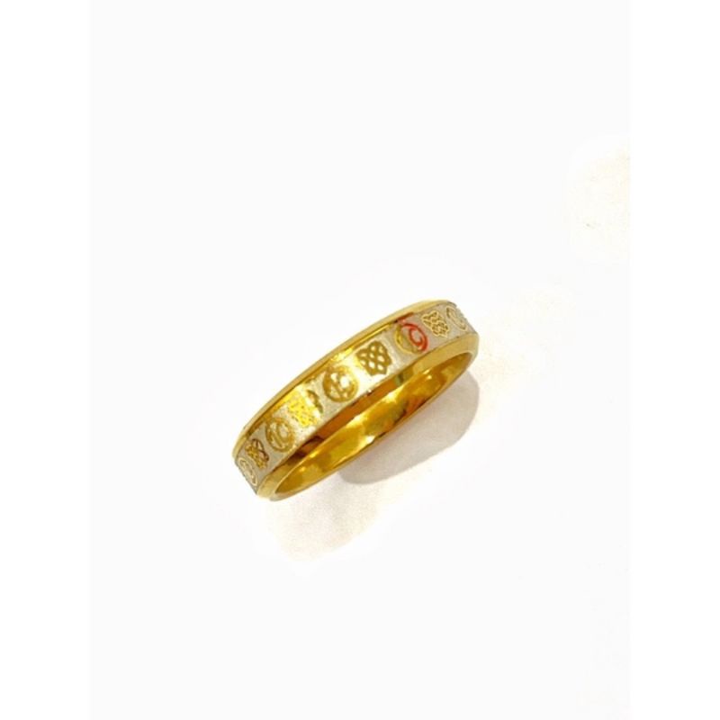 BISA COD Cincin Titanium Motif Ikatan Cinta (IC) Warna Kuning Terlaris