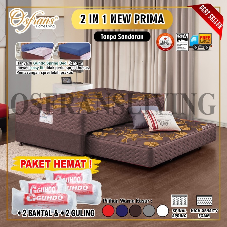 Guhdo Spring Bed Sorong New Prima 2 in 1 - TANPA SANDARAN / KASUR ATAS BAWAH / KASUR ATAS / KASUR SO