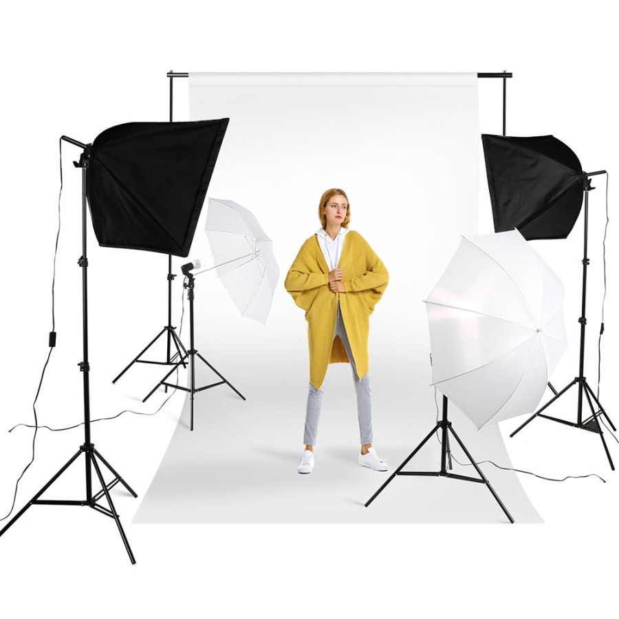 TaffSTUDIO Portrait Foto Studio Day Lighting Kit with Backdrop LD-TZ25