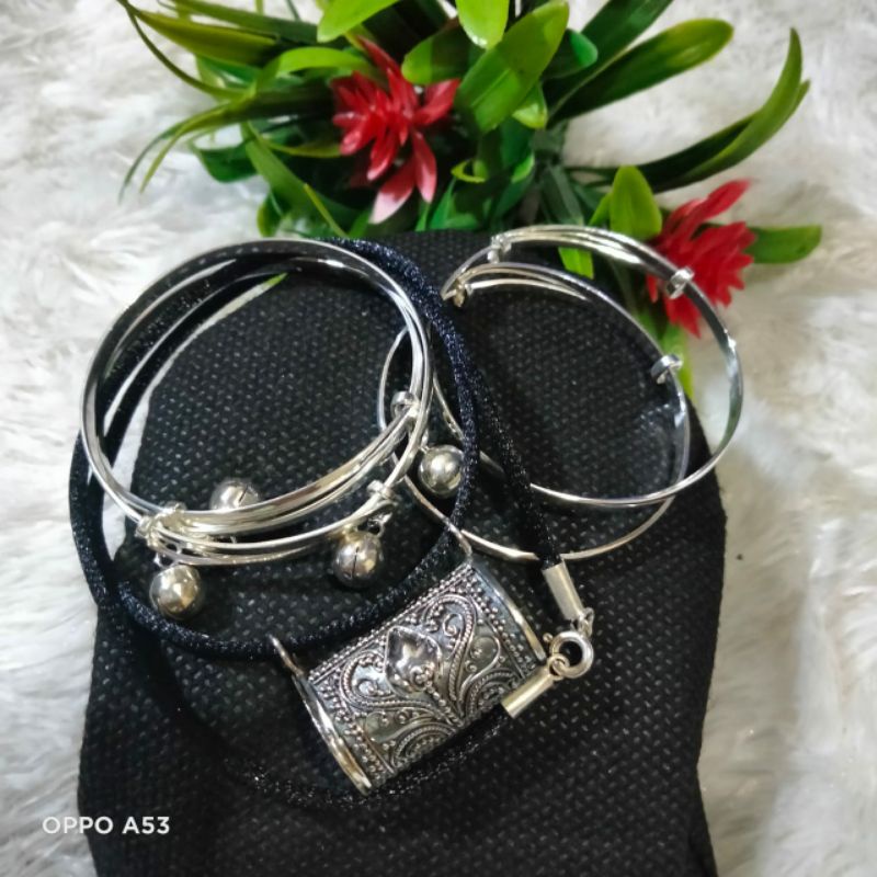 set perhiasan perak/ set 3 bulanan / kalung perak/ kalung anak