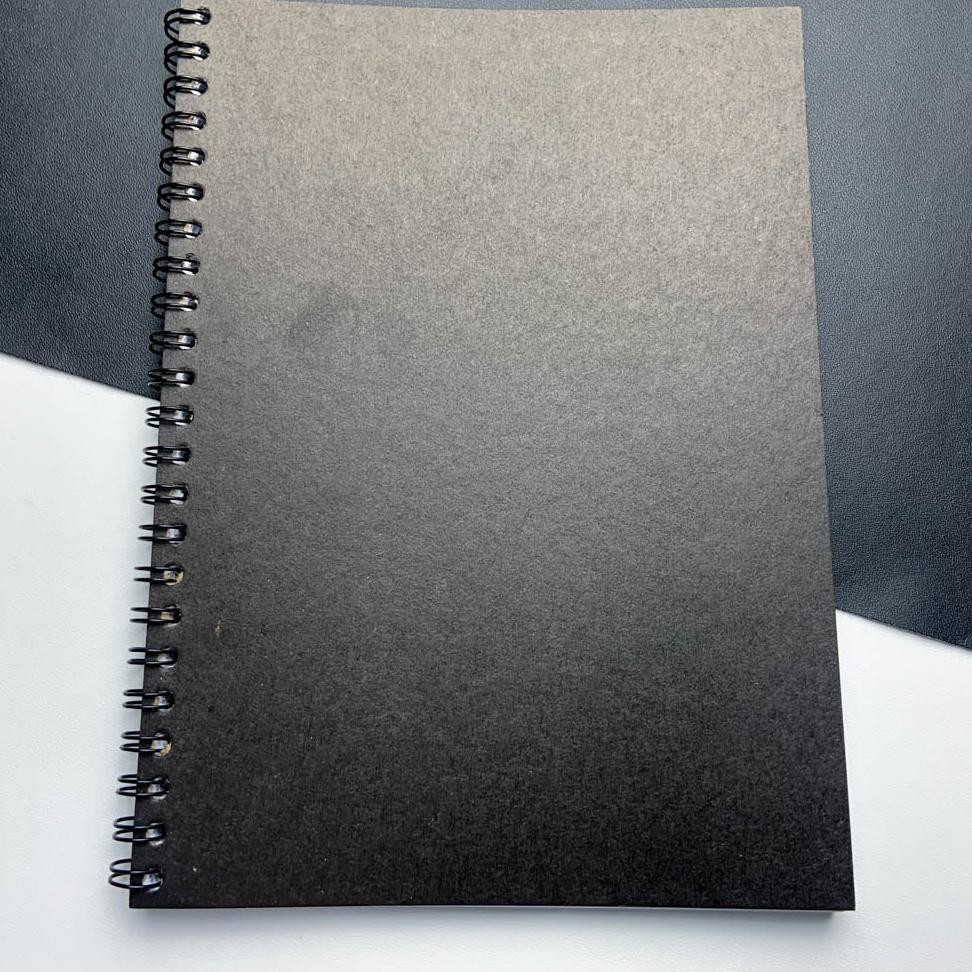 

(BR CS 13F9Ba) [Tulis.Id] Basic White Paper Charcoal Black Spiral Notebook A5 Blank Grid Dotted Rule