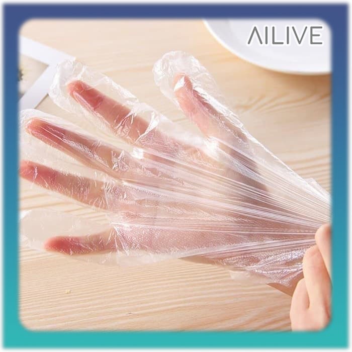 Sarung Tangan Plastik Bening Sekali Pakai Food Grade Higienis Dispossable Gloves Isi 100 Pcs Murah