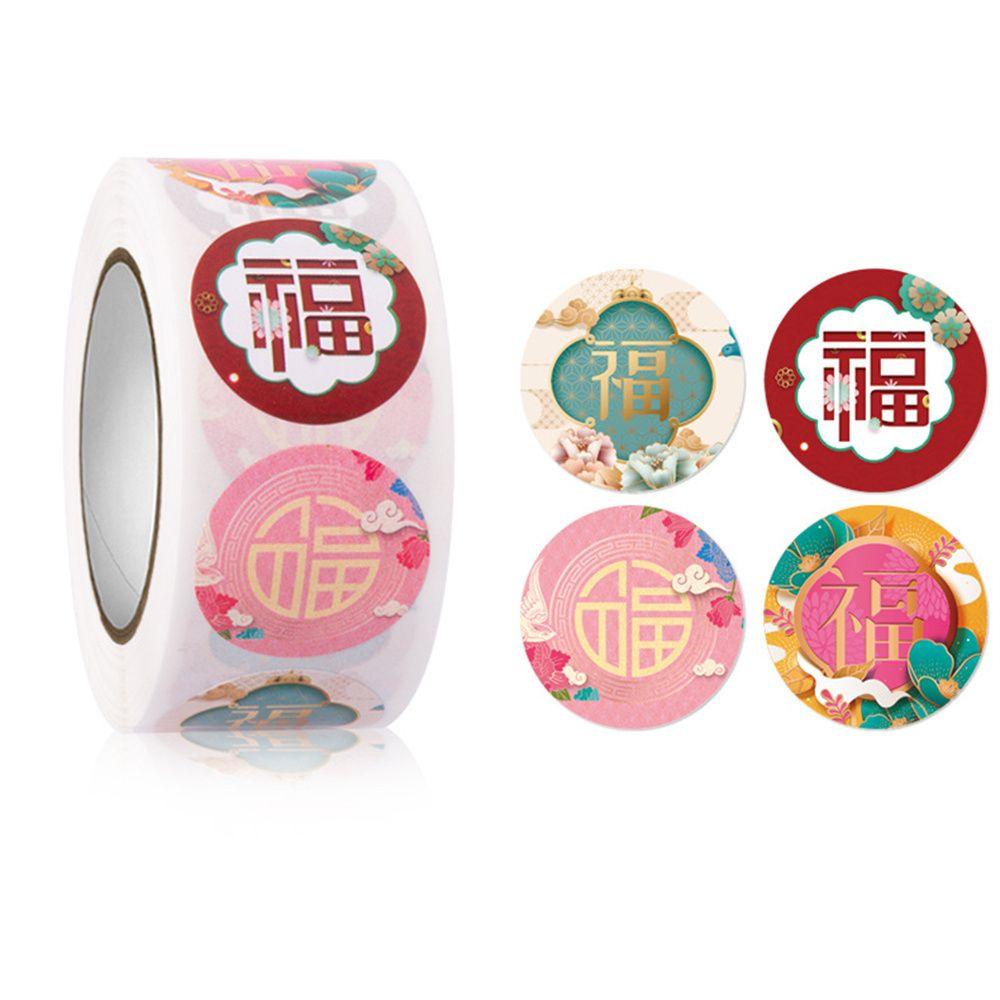 Top 500pcs/roll Stiker Happy New Year Party Gift Box Label Pembungkus Kado Tag Tahun Baru|Stiker Festival Musim Semi