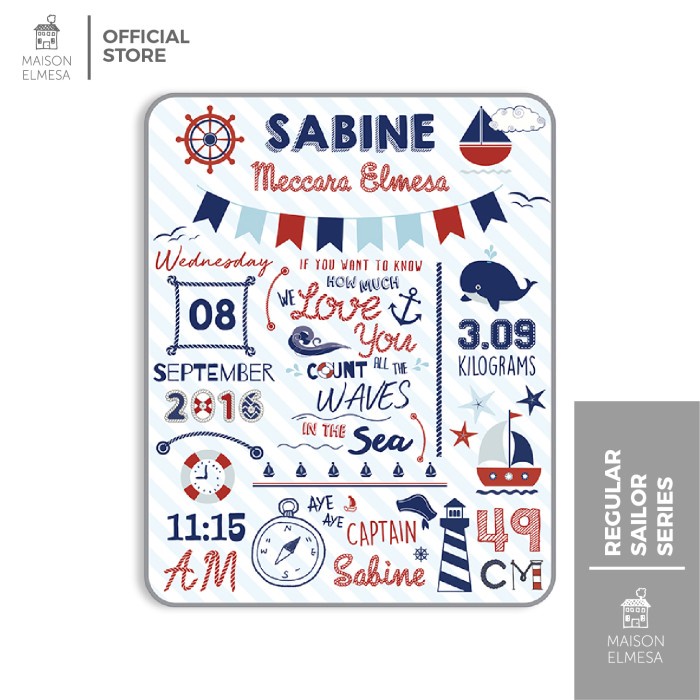Maison Elmesa Selimut - Premium Baby Blanket - SAILOR - AQUAMARINE - Aquamarine