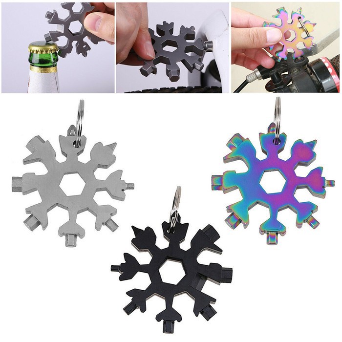 18 IN 1 PORTABLE MULTI SNOWFLAKE SHAPE TOOLS WRENCH SAKER TOOL MINI POCKET