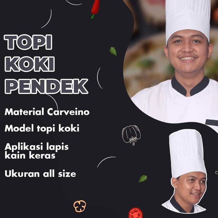 TOPI CHEF / TOPI KOKI / TOPI / TOPI KOKI TINGGI / TOPI KOKI PENDEK