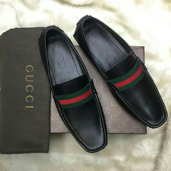 Toko Terpercaya DISKON SEPATU GUCCI LOAFERS MEN BLACK LEATHER MIRROR QUALITY HARGA GILA