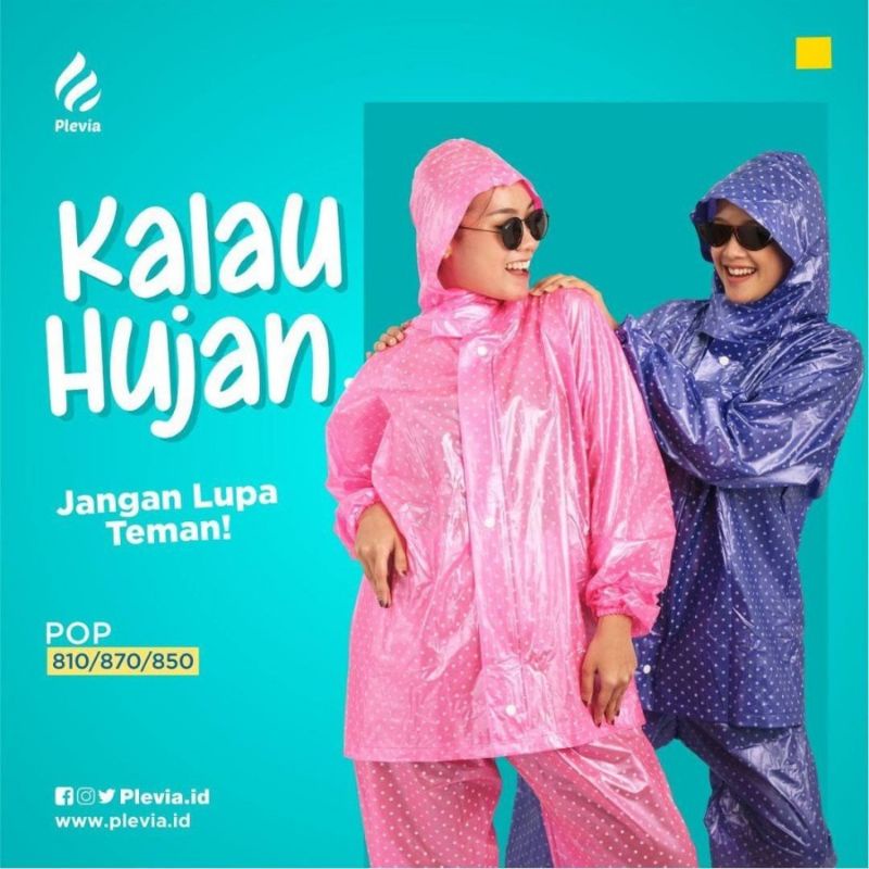 Plevia Jas Hujan Setelan Polkadot POP 810 - Raincoat Mantel Baju Celana Motif Bintik