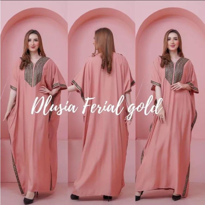 Daster Arab Dlusia Fendi Big Size Daster Kelelawar / Kaftan Busui Bahan Rayon Super Halus Tidak Nerawang LD 140cm PB 140cm  Muat BB 100kg