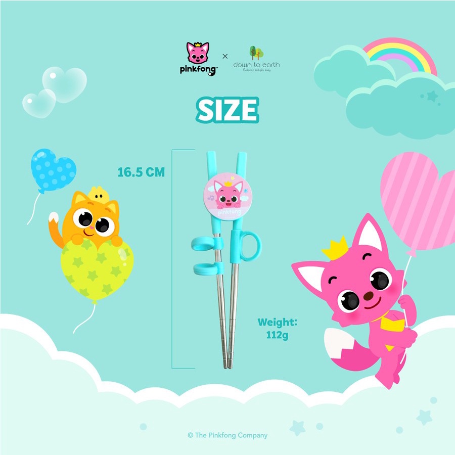 DOWN TO EARTH PINKFONG STAINLESS STEEL CHOPSTICKS Sumpit Makan