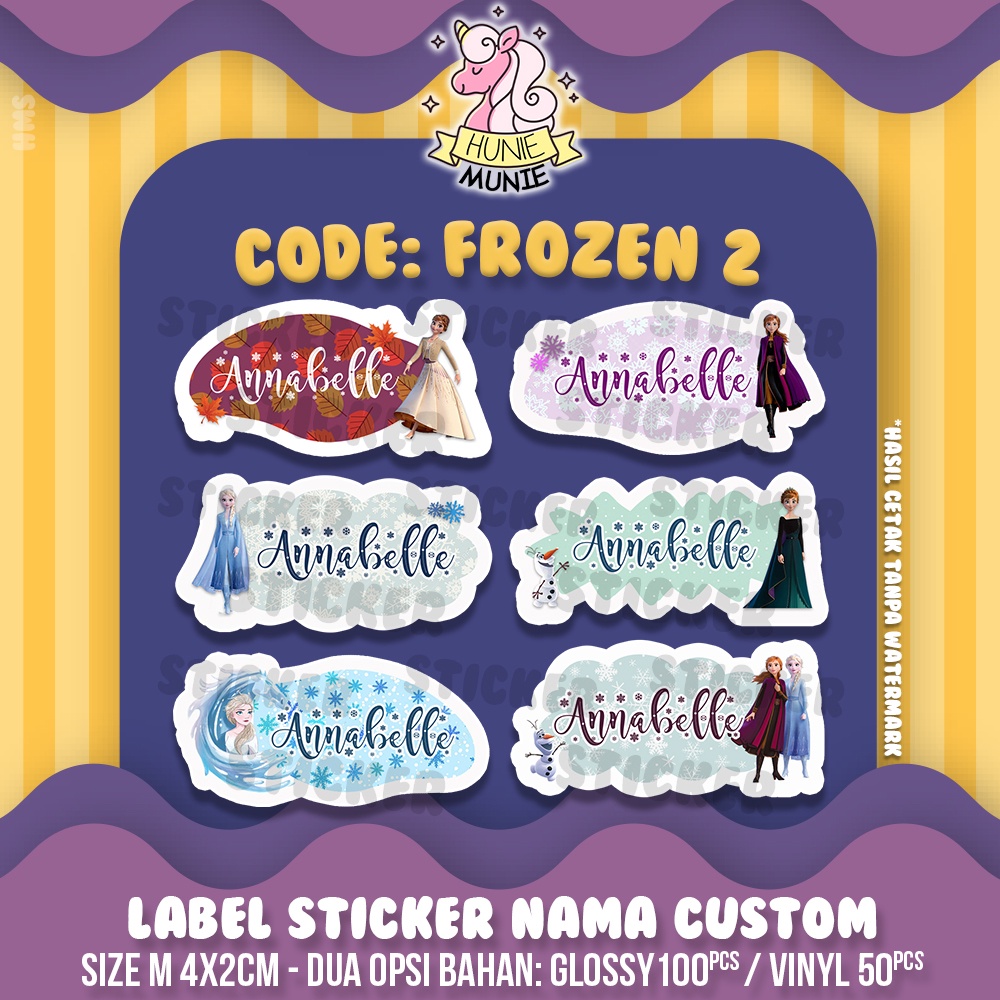 

Sticker Label Nama Custom - Frozen Elsa Anna Princess (100pcs) Stiker