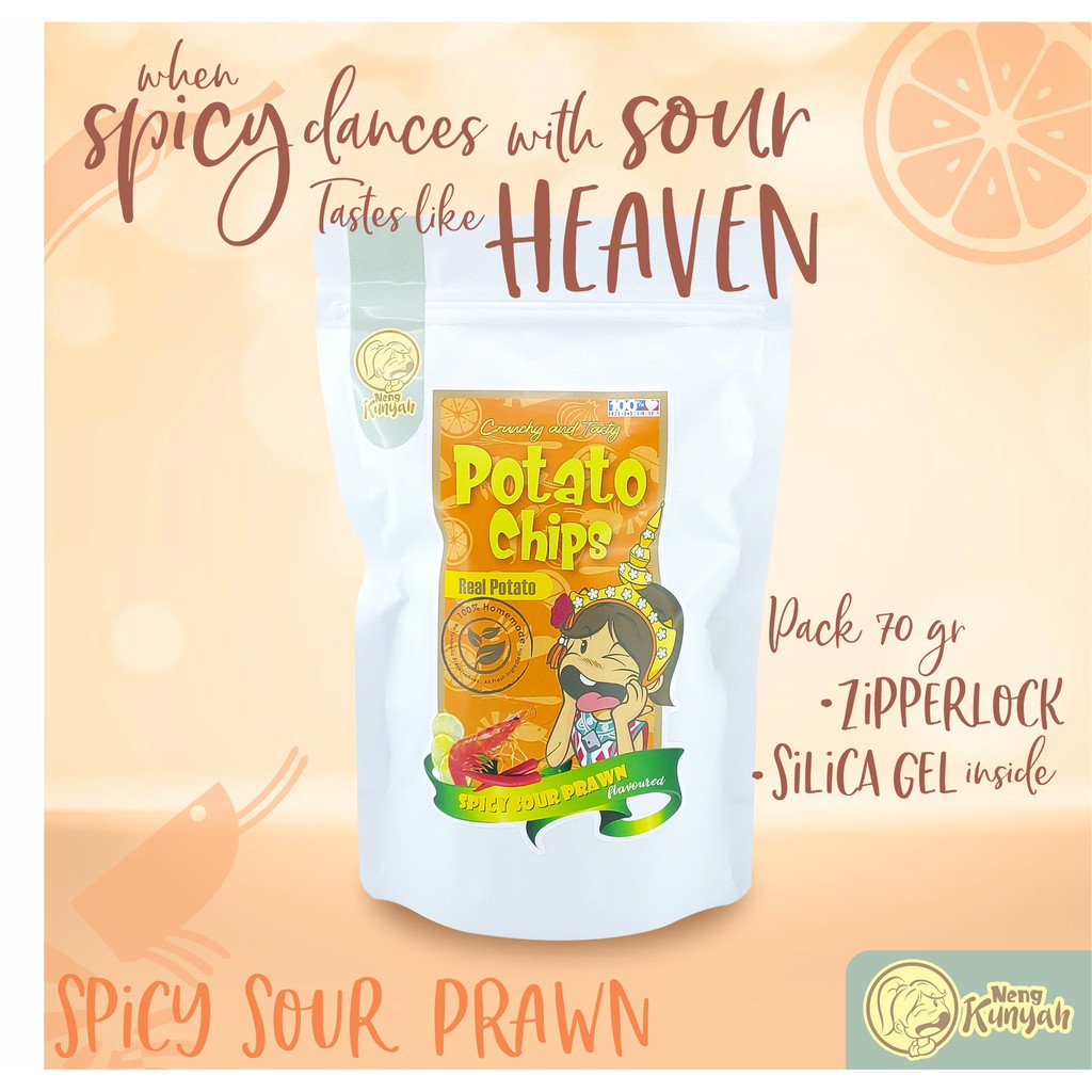 

Neng Kunyah Potato Chips / Keripik Kentang Spicy Sour Prawn 65 gram