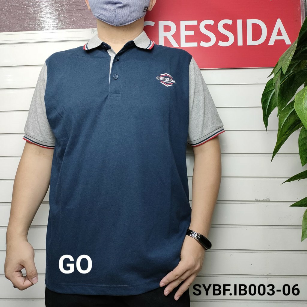 gos CRESSIDA BIGSIZE POLO T-SHIRT Pakaian Pria Atasan Kaos Polo Berkerah Wangky Polo Lengan Pendek