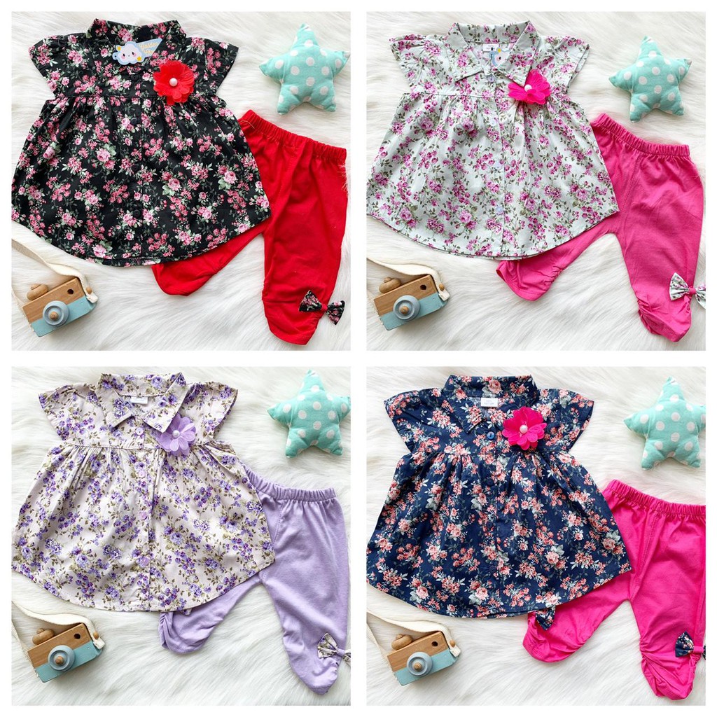 Setelan kemeja bayi baby anak perempuan cewek harian anak lengan daisy baju anak perempuan baju balita cewek setelan anak bayi perempuan 3 6 12 18 bulan 1 tahunan