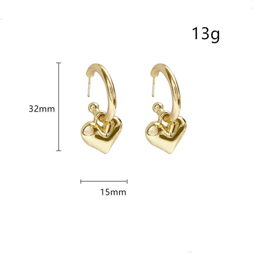 Needway   Drop Anting Menggemaskan Manis Perhiasan Wanita Warna Emas Perak Tindik Ear Hoop