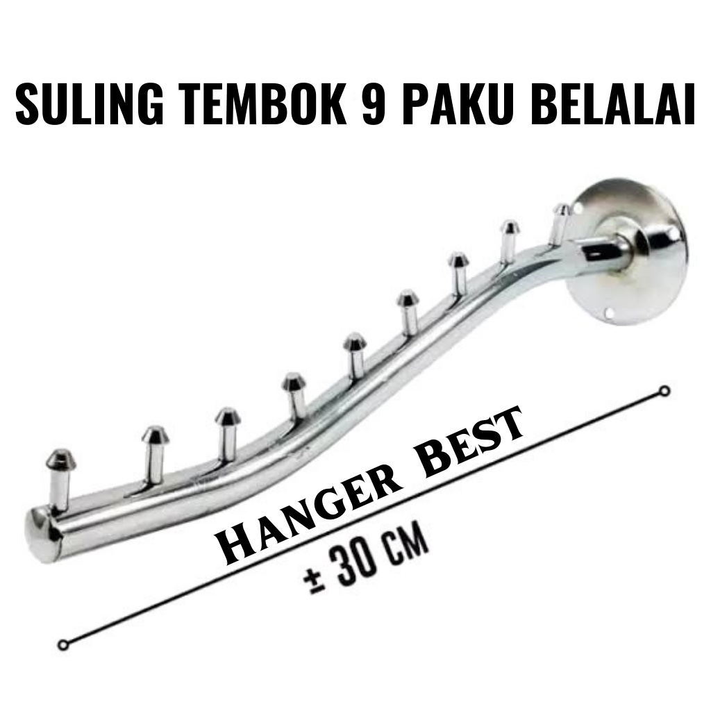 Hanger Suling Tempel Tembok 9 Titik Paku Belalai Gantungan Baju Display Toko Gantungan Baju Dinding Distro Laundry Butik