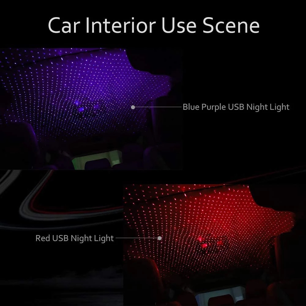 Car Roof Star Night Light Projector Atmosphere Light / Car Interior USB Starry Laser Ambient Projector Light /  Auto Car Interior Decorative Light