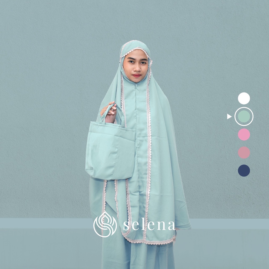 Mukena Dewasa Series 2in1 travelling Polos Hijau Wardah