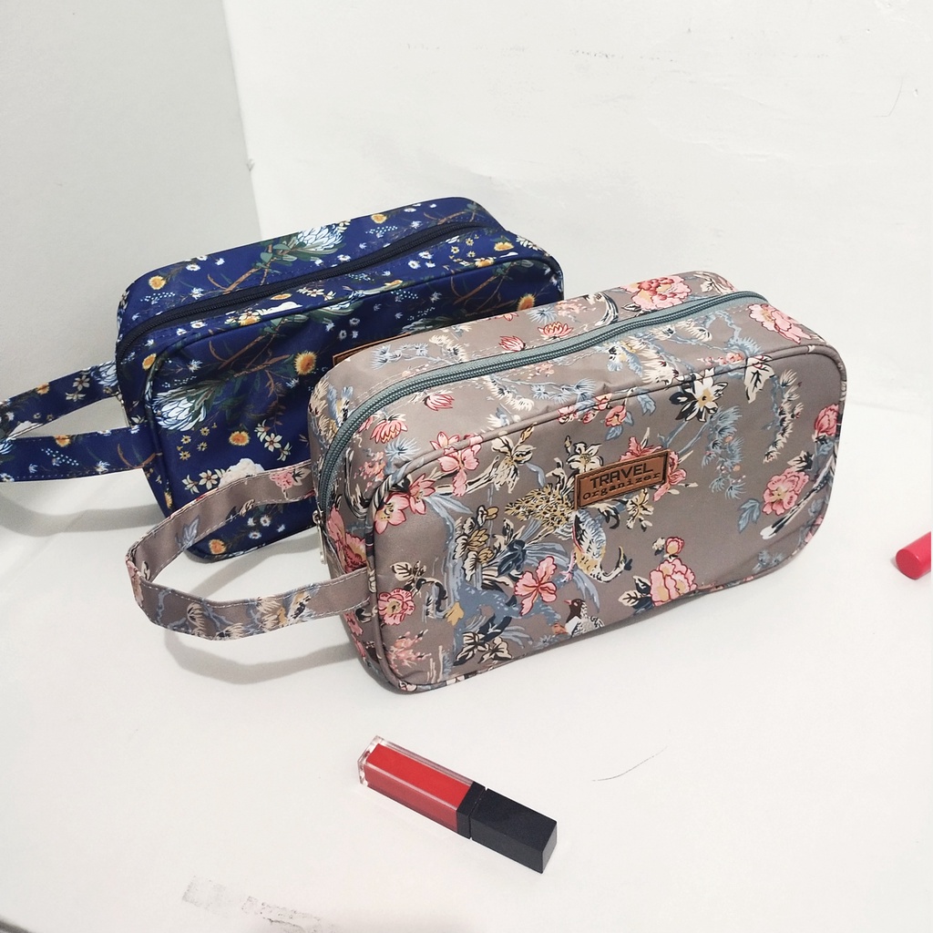 Tas kosmetik Pouch make up motif bunga murah terbaru Travel Organizer lucu Tas makeup Waterproof cosmetic bag anti air multi fungsi pouch jumbo
