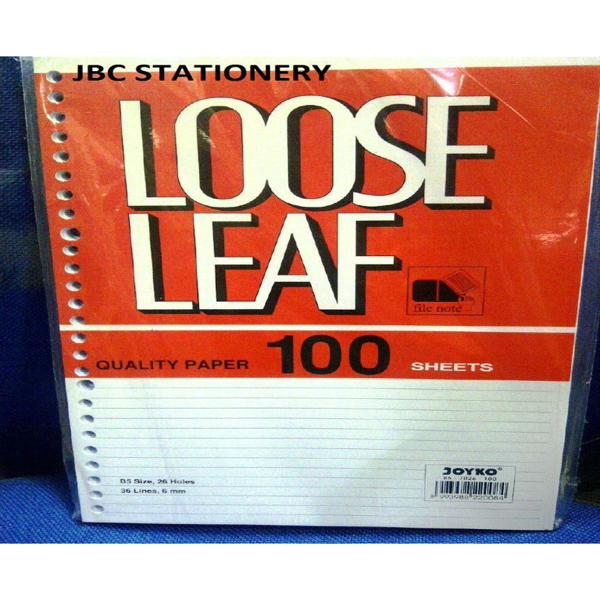 

LOOSE LEAF / KERTAS FILE UKURAN B5 100 LEMBAR MERK JOYKO