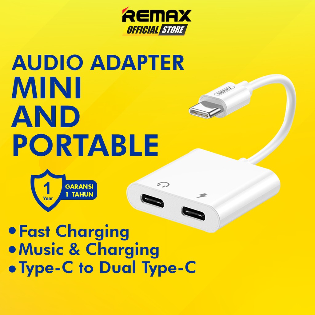 REMAX Audio Converter USB Type-C to Dual Type-C (Charging &amp; Audio) RL-LA11A