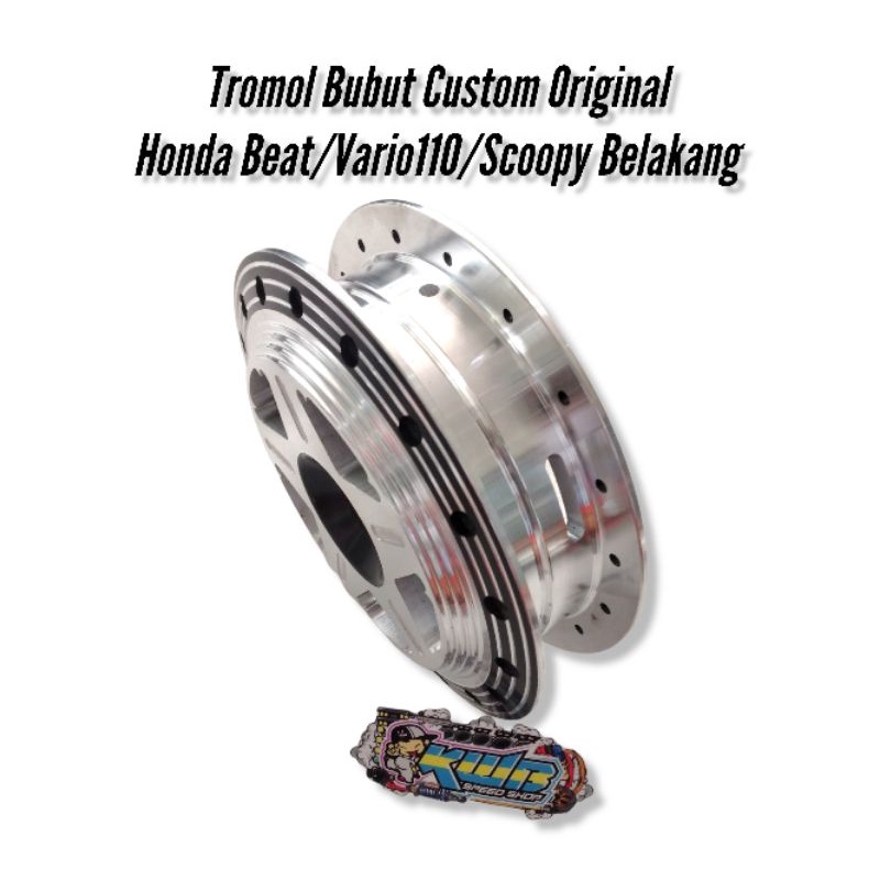 TROMOL ORIGINAL HONDA BEAT/VARIO 110/SCOOPY SET DEPAN BELAKANG COAK BUBUT CUSTOM MILING PNP SEMUA MOTOR BEAT/VARIO110/SCOOPY 1 SET DEPAN BELAKANG