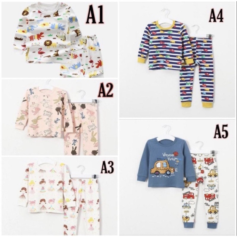 Setelan Piyama Anak Impor Gambar Kartun Baju Tidur Lengan Panjang Import Premium A1 359