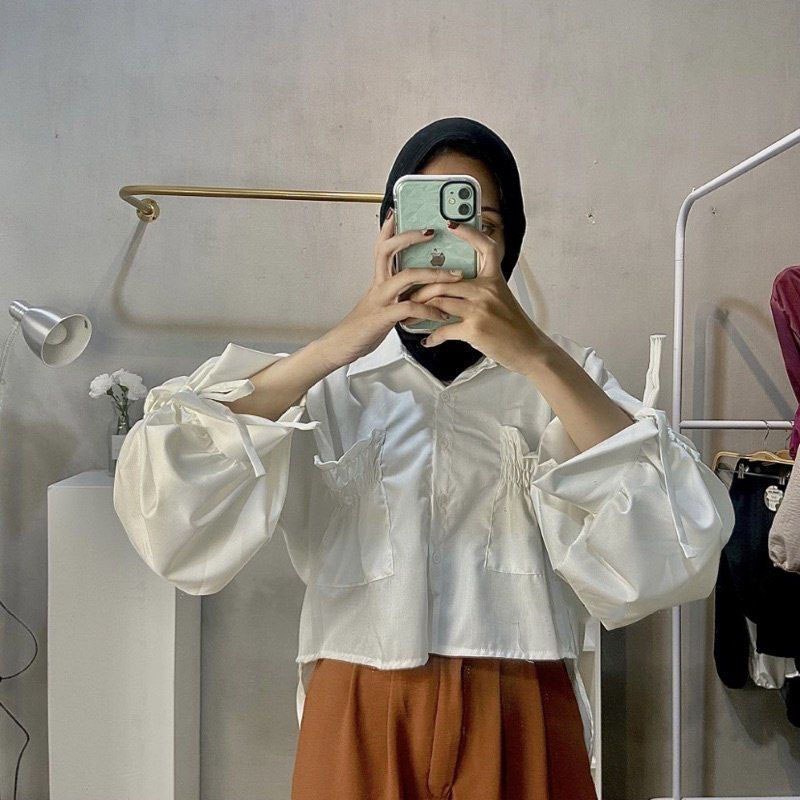 BEFAST - ZRX OOTD Blouse IRENE / SHAVA BLOUSE / Blouse Pakaian Wanita / Atasan Lengan Panjang Serut / Keluaran Terbaru 2022 / Fashion Selebgram Kekinian / Blouse Oversize Trendy / Blouse Crop Terlaris / CANTIKA TOP / KEMEJA KATUN POPLIN POCKET