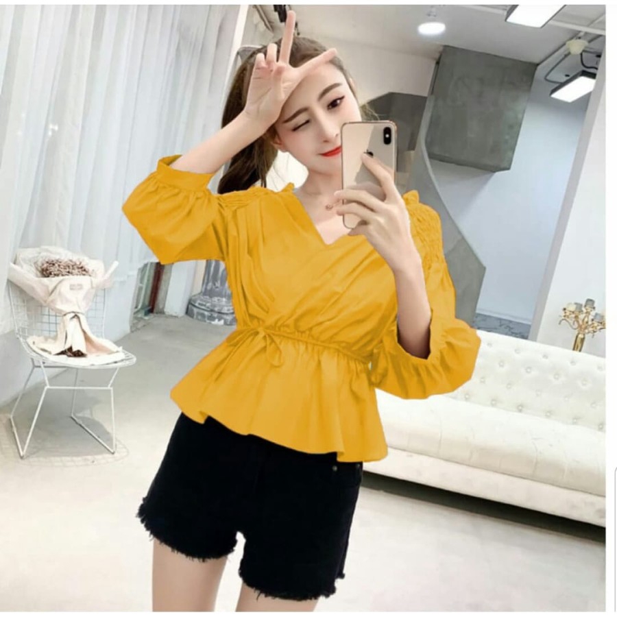 [NINDY Top VE]Blouse wanita mosscrepe var color