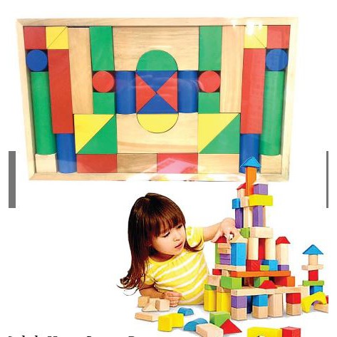MAINAN BALOK KAYU WOODEN BLOCK SUSUN RUMAH 42 PCS