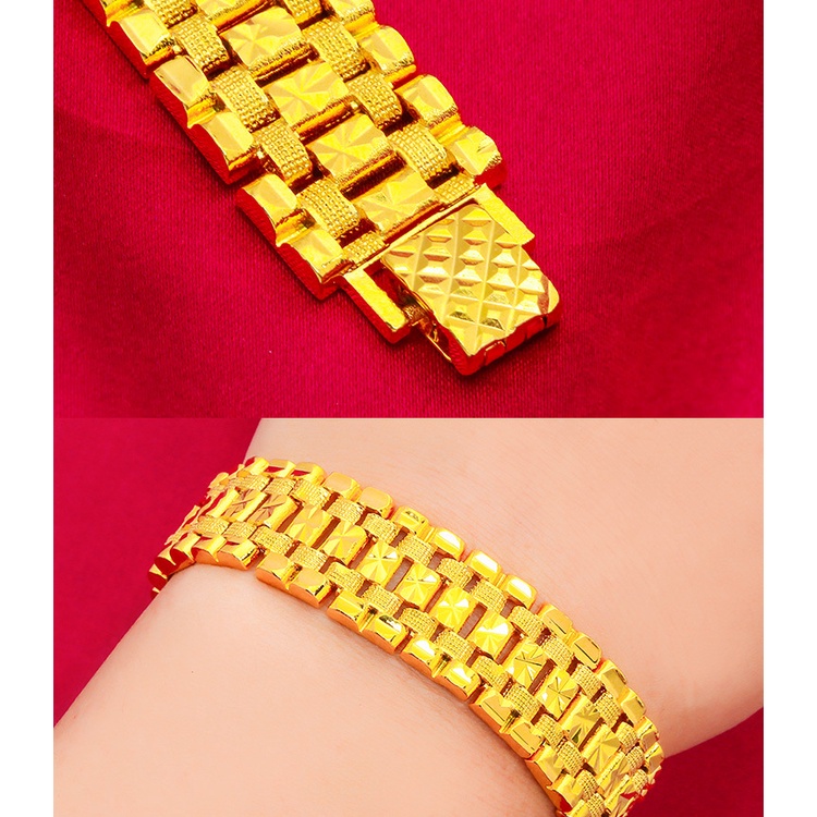 Perhiasan Gelang Lapis Emas Asli Kadar 375 Gaya Bangkok Untuk Pria