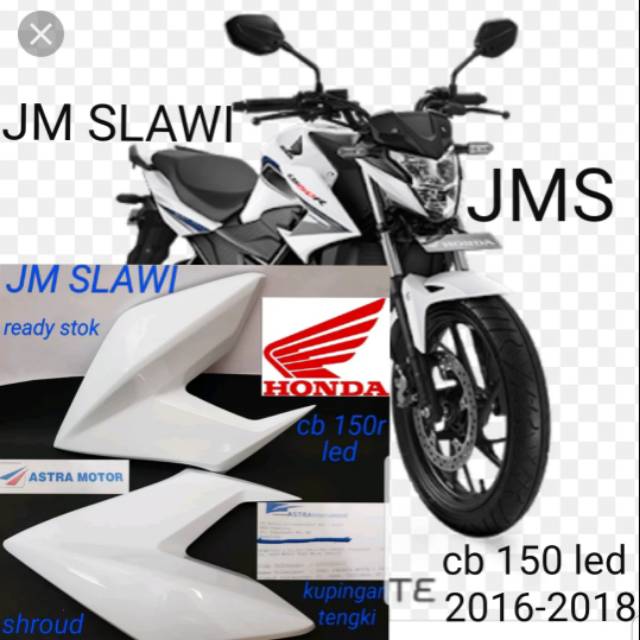 cover sayap tangki depan kupingan tangki luar wrn putih cb 150 led 2016-2018 ori ahm