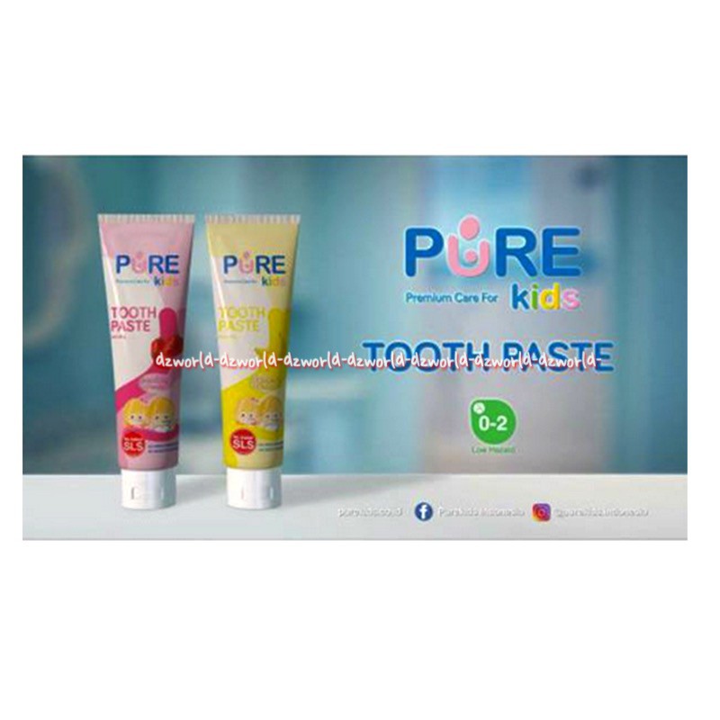 Pure Kids Tooth Paste 50gr Banana Strawberry Flavoure Odol Pasta Gigi Purekids Pure Kid Pisang Purekids