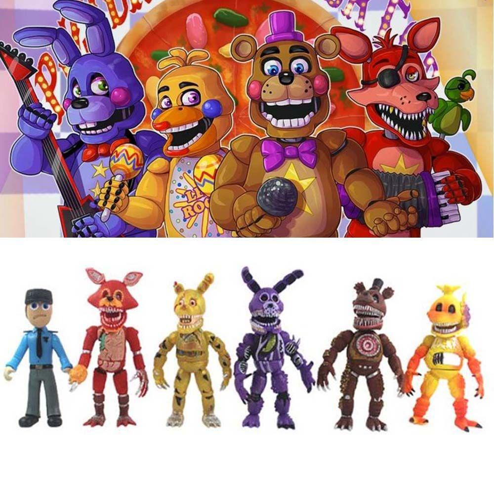 LANFY Lima Malam Di Mainan Freddy Hadiah Topeng Gaya Figure Mainan Chica Anime Peripheral Bonnie Freddy Bear Model Koleksi