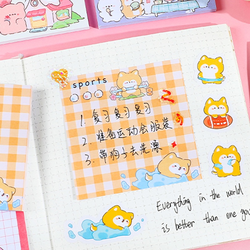 50 Lembar Sticky Notes Mini Portable Motif Kartun Hewan Untuk Pelajar