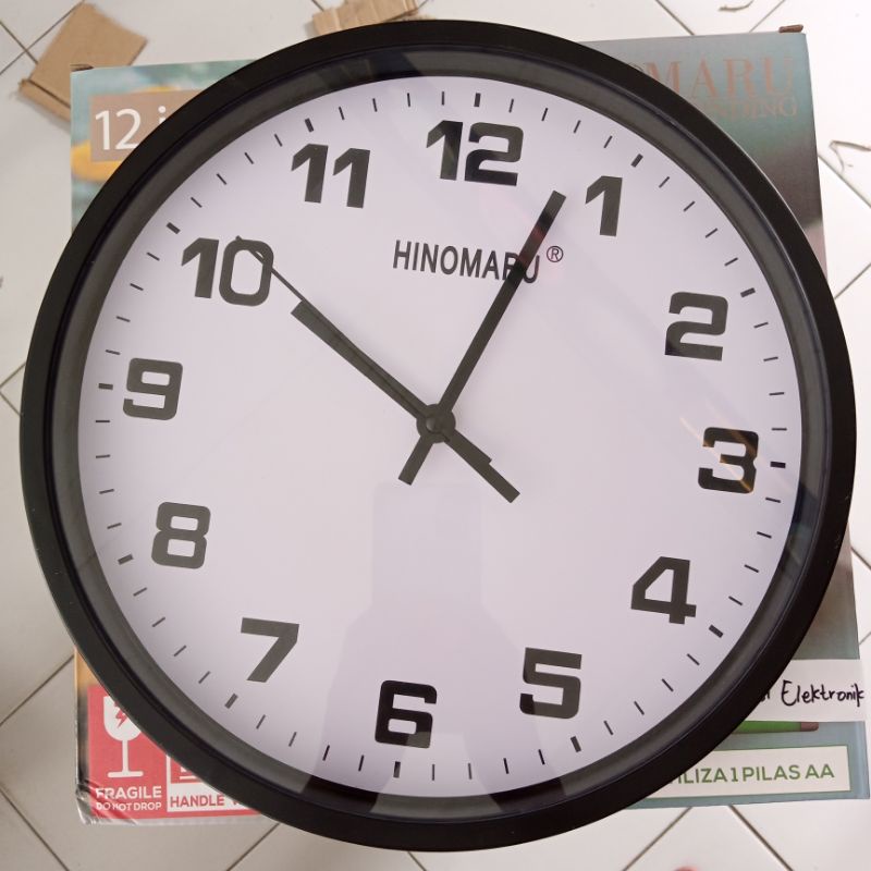 Jam Dinding Hinomaru Warna Hitam 12 inch 572D3