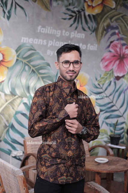 Sidamuliya Batik Kemeja Pria Slimfit Premium Asmapaksi Lengan Panjang