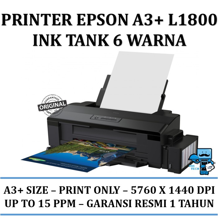 Printer A3 Epson L1800 A3+ Ink Tank 6 Warna (Infus Resmi) - Original