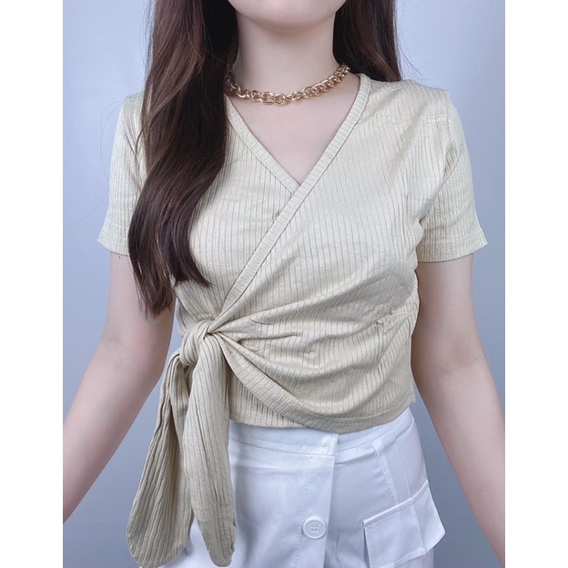 Luna bow Top 075 / Crop top wanita / atasan rajut