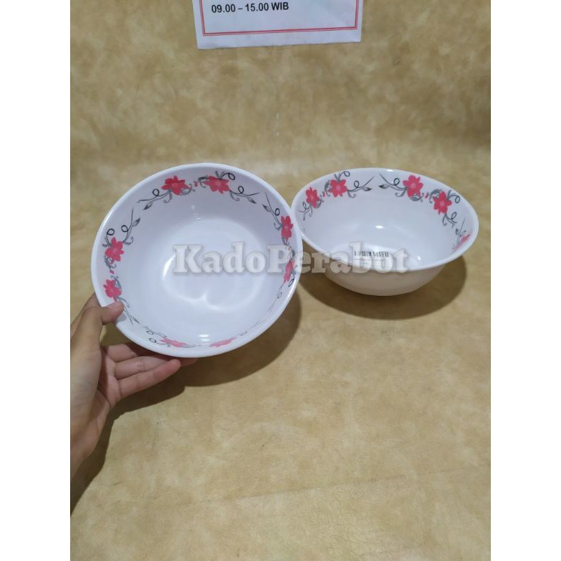 mangkok melamine meishing 9707 - mangkok flower-mangkok cantik putih