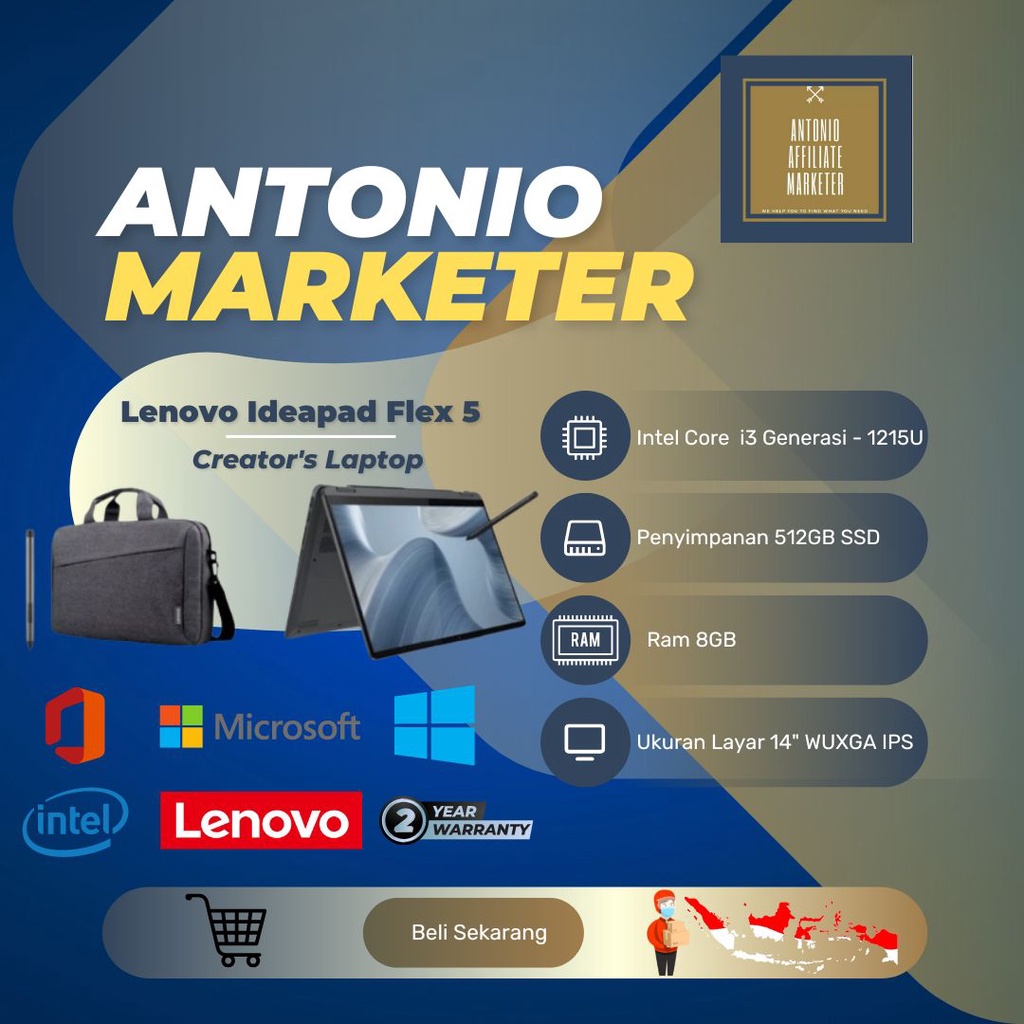 Lenovo Flex 5 i3 Gen 12 8GB RAM 512GB SSD WUXGA