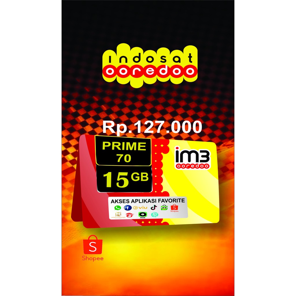 INDOSAT OOREDOO Pascabayar, PRIME 70, 15GB + 5000 Mnt + 10 Mnt
