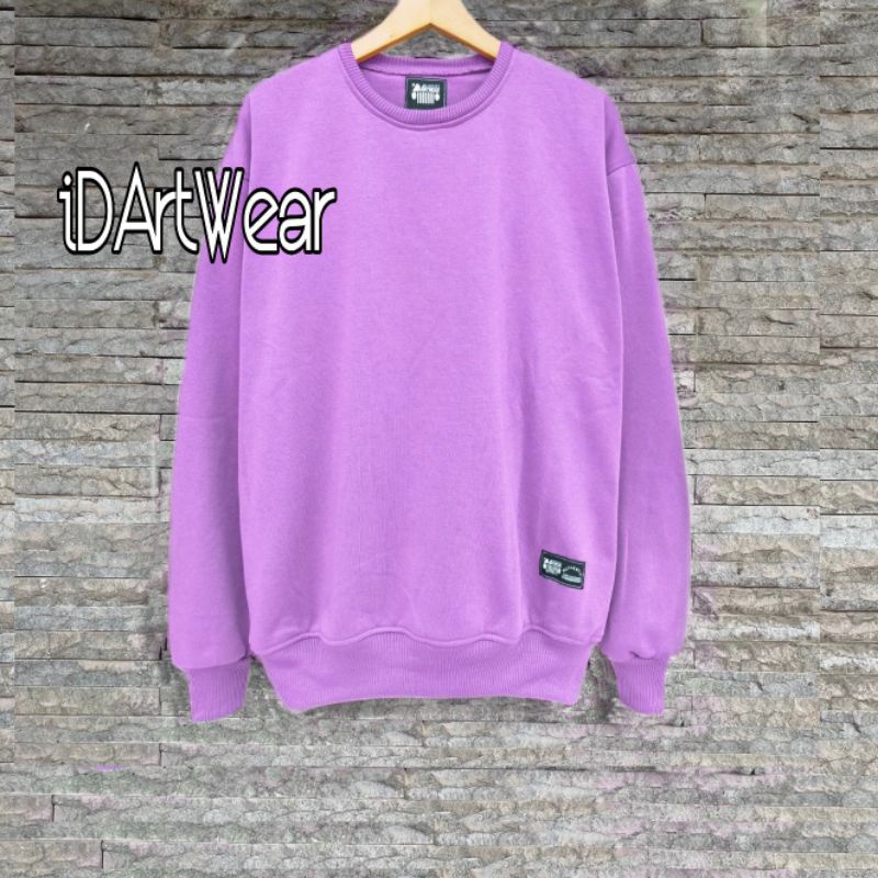 Sweater Crewneck Polos Lilak Sweater Polos Pria Wanita