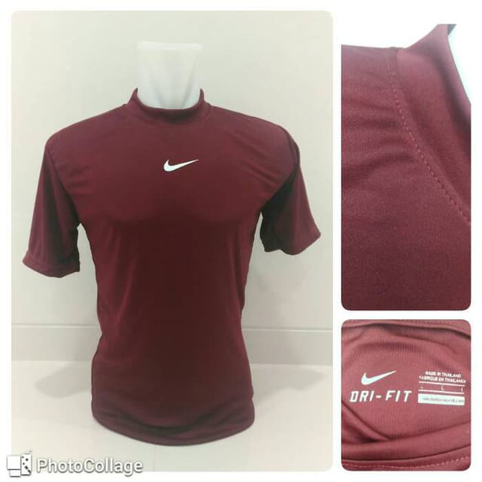 Baselayer Manset Lengan Pendek Nike Short Sleeve Maroon Baju Olahraga Terlaris
